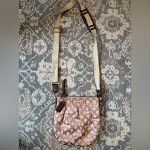 Authentic Coach Signature Sufflette Cloth Crossbody with rose gold tone hardware